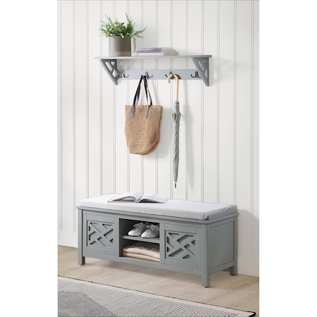 Alaterre Furniture Coventry 36"W Coat Hook with Bench Hall Tree Set, Gray ANCT030940